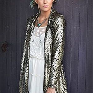 Free People tarnished sequin lace stardust jacket